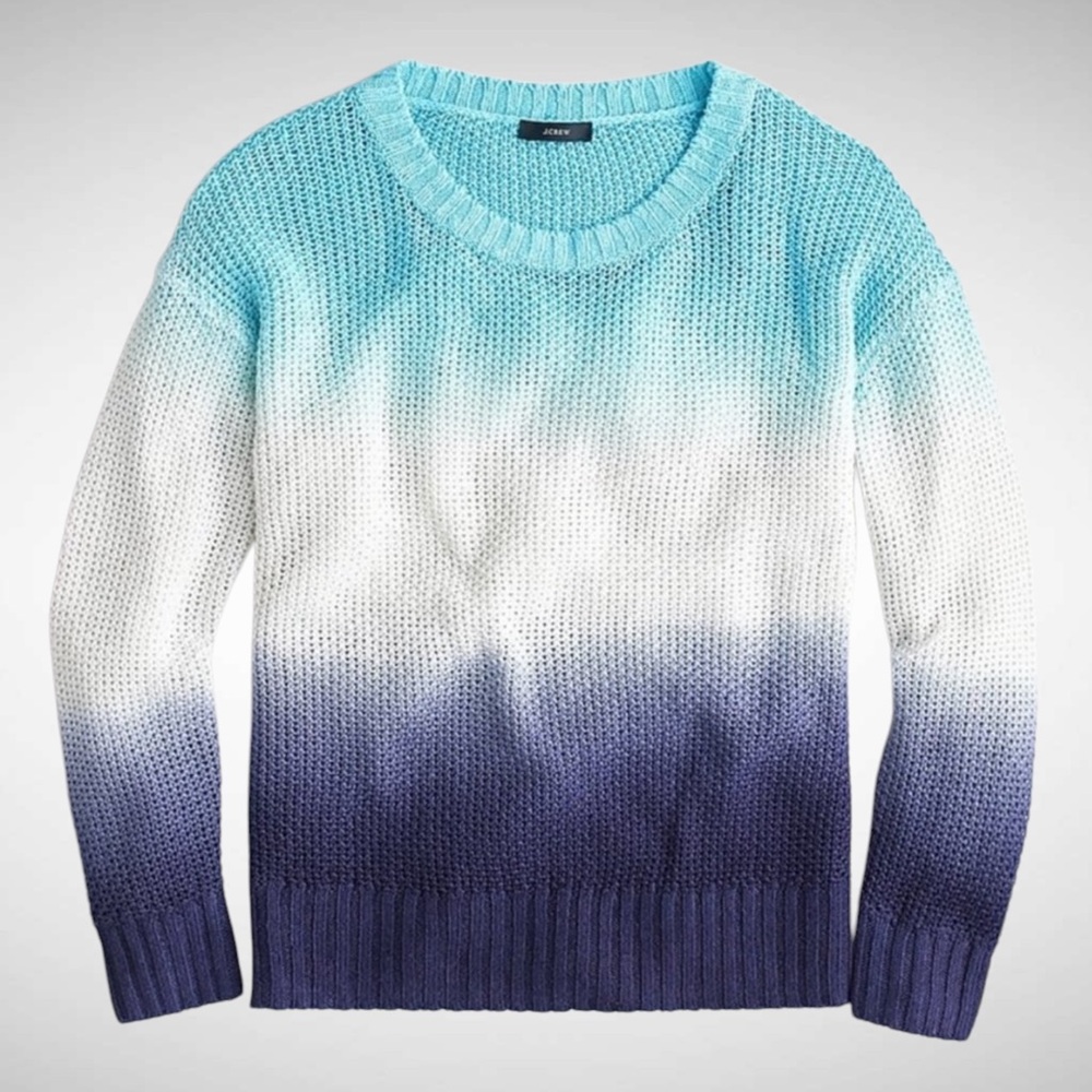 NWT J Crew Dip Dye Linen Sweater Open Knit One of a Kind